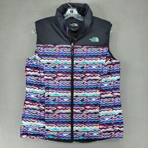 The North Face Nuptse Vest Women's M 700 Down Full Zip Insulated Geometric Aztec